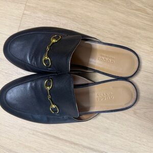 Black Leather Loafers with Horsebit Hardware